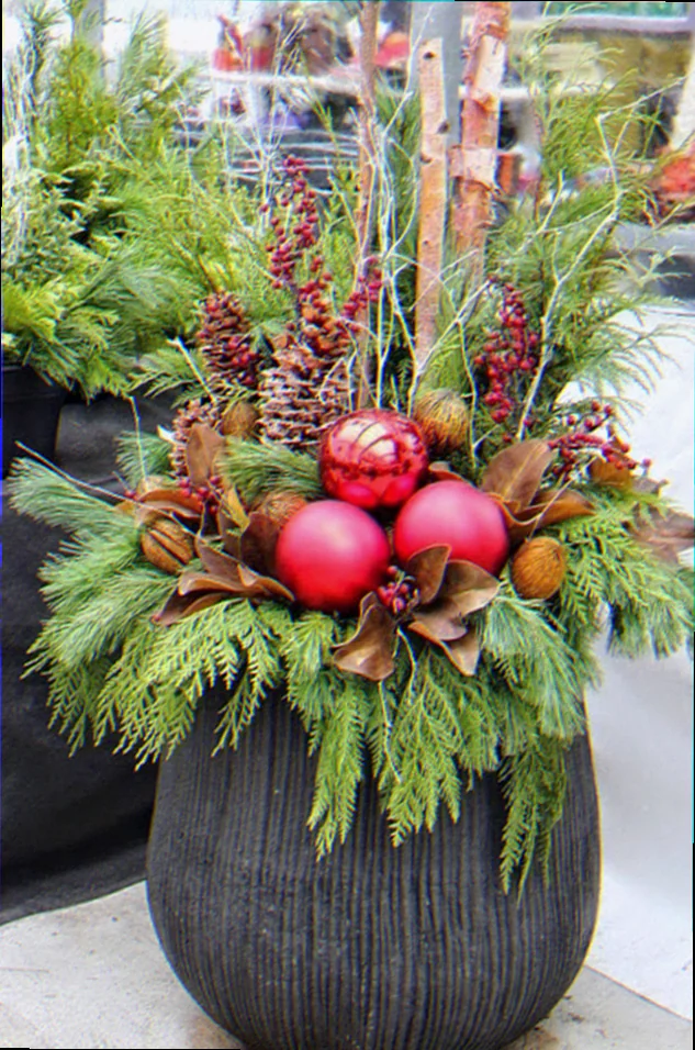 ideas for decorating flower pots for christmas