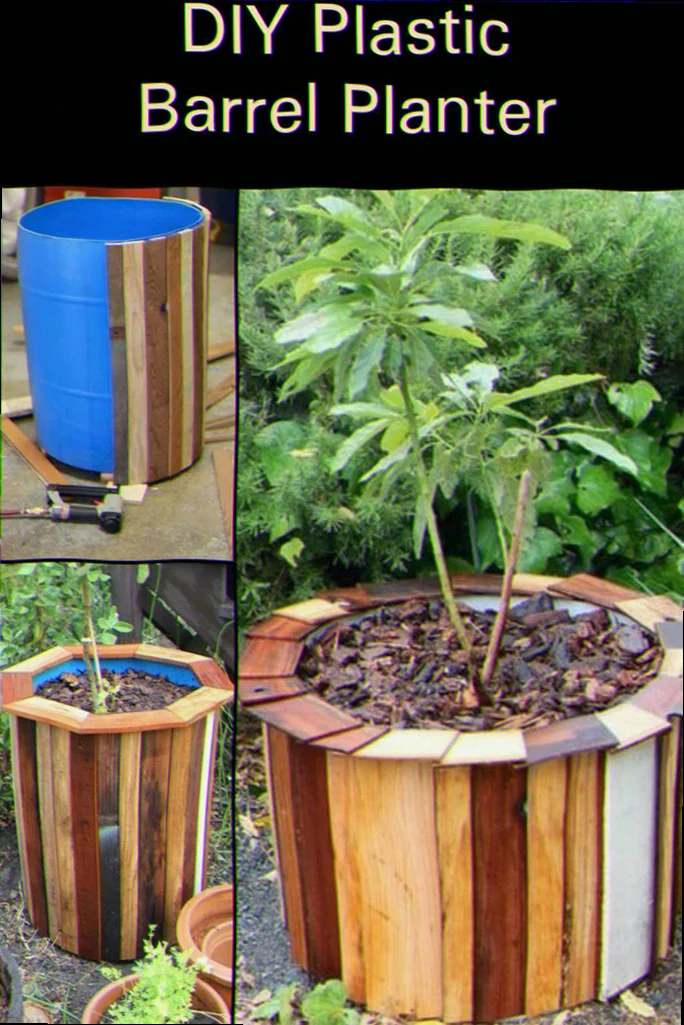 making planters out of plastic barrels